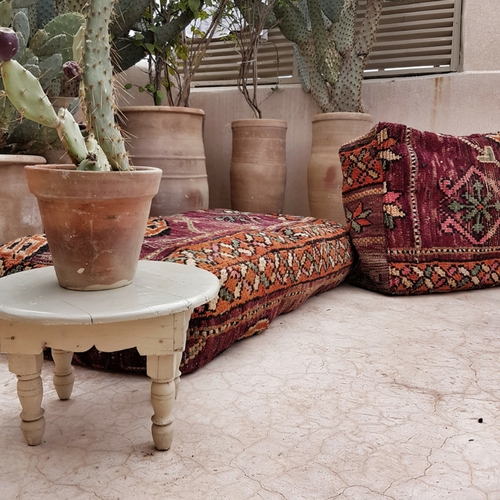 XL moroccan pouf burgundy