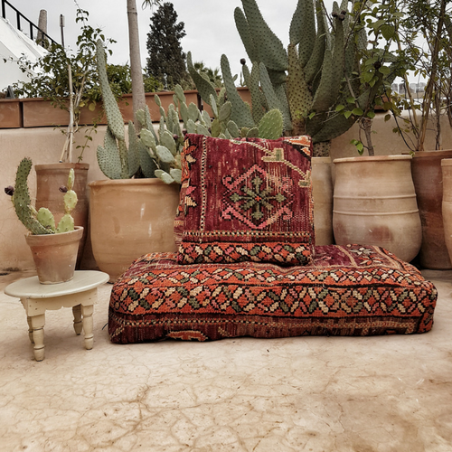 moroccan pouf burgundy