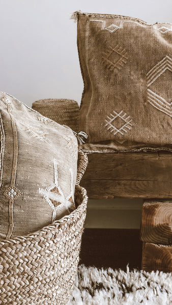 XL earthy cactus silk pillow