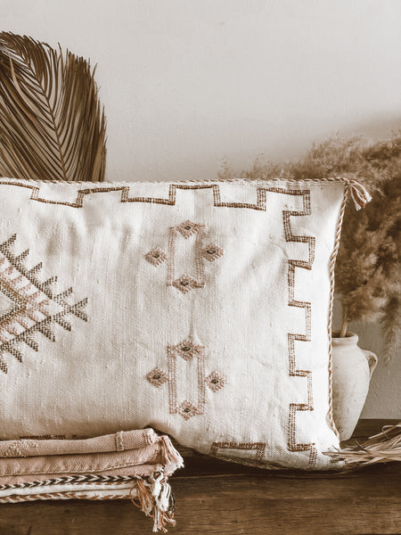 XL white cactus silk pillow