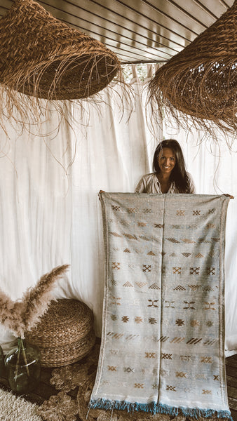 cactus silk rug soft blue