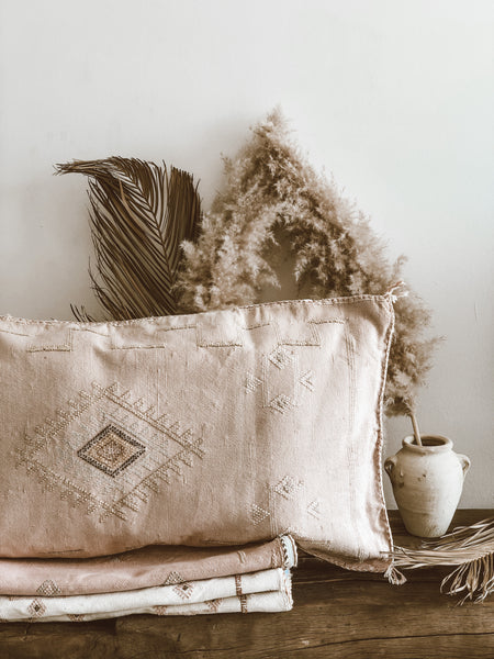 XL nude cactus silk pillow