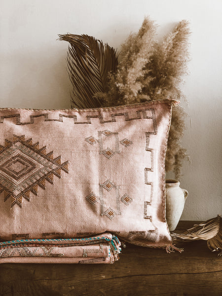 XL pink cactus silk pillow