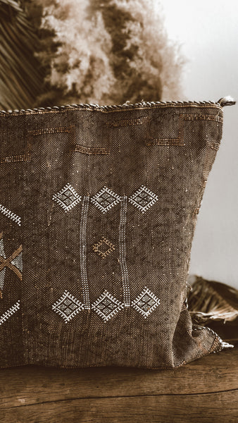 XL brown cactus silk pillow