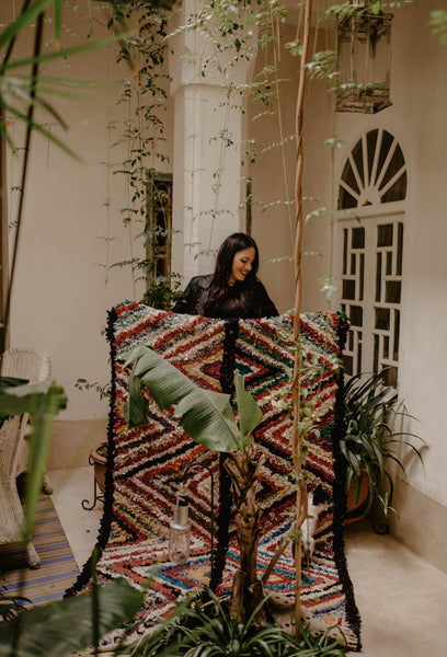 moroccan boucherouite rug black pearl