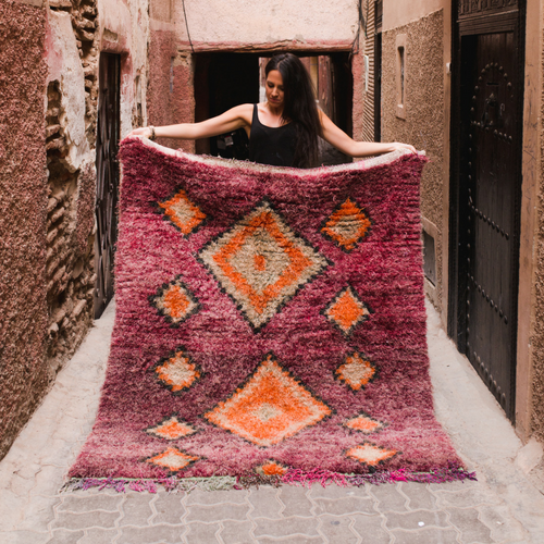 moroccan boucherouite rug burgundy