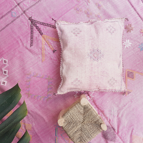 pink cactus silk pillow
