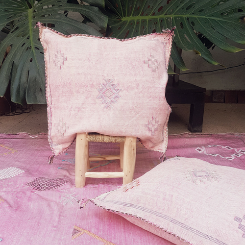pink cactus silk pillow
