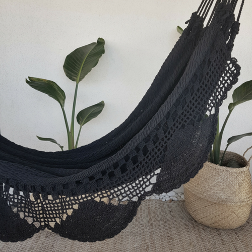 black crochet and fringes hammock